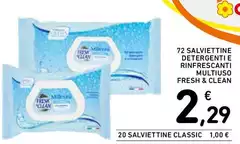 Fresh & Clean - 72 Salviettine Detergenti E Rinfrescanti Multiuso