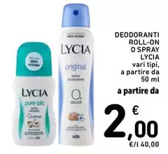 Lycia - Deodoranti Roll-On O Spray