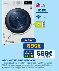 LG - RH10V9AV4W Asciugatrice Libera Installazione Caricamento Frontale 10 Kg A+++ Bianco