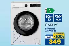 Candy - GD410BBS Lavatrice Caricamento Frontale 10 Kg 1400 Giri/min Bianco