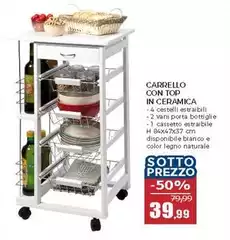 Carrello Con Top In Ceramica