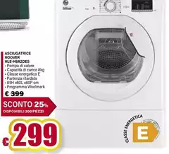 Hoover - HLE H8A2DE-S Asciugatrice Libera Installazione Caricamento Frontale 8 Kg A++ Bianco