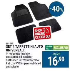 Set 4 Tappettini Auto Universali 