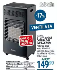 Olimpia Splendid - Stufa A Gas Con Raggi Infrarossi.  Olimpia Splendid - Stufa A Gas Con Raggi Infrarossi.