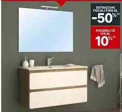 Mobile Da Bagno Sospeso Oslo Finitura Rovere Tabacco E Frontali Bianco Opaco