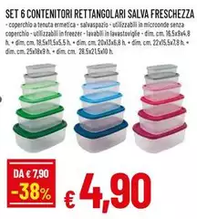 Set 6 Contenitori Rettangolari Salva Freschezza