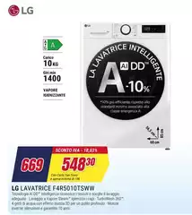 LG - F4R5010TSWW Lavatrice 10kg AI DD, Classe A-10%, 1400 giri, TurboWash, Vapore