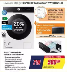 Samsung - Lavatrice 1400 Giri Biebook AI Ecodosatore WW90DBT7U94GE