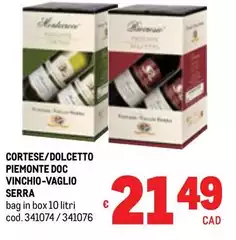 Piemonte - Cortese/Dolcetto  DOC Vinchio-vaglio