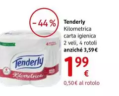 Tenderly - Kilometrica Carta Igienica 2 Veli, Morbida E Delicata 4 Pezzi