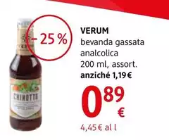 Verum - Bevanda Gassata Senza Aromi E Coloranti 200 Ml, Assort.