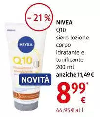 Nivea - Q10 Siero Lozione Corpo Formula Leggera Idratante E Tonificante 200 Ml  Nivea - Q10 Siero Lozione Corpo Formula Leggera Idratante E Tonificante 200 Ml