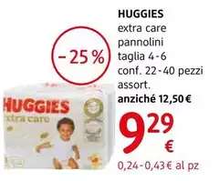 Huggies - Extra Care Pannolini Ipoallergenici Taglia 4 - 6 22 - 40 Pezzi, Assort.