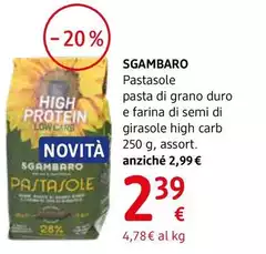 Sgambaro - Pastasole Penne Rigate Di Grano Duro E Farina Di Semi Di Girasole 500 G
