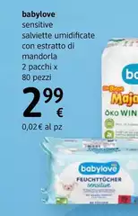 Babylove - Sensitive Salviette Umidificate Con Estratto Di Mandorla 2 X 80 Salviette Babylove - Sensitive Salviette Umidificate Con Estratto Di Mandorla 2 X 80 Salviette