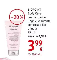 Biopoint - Body Care Crema Mani E Unghie Vellutante Con Fico D'India 75 Ml