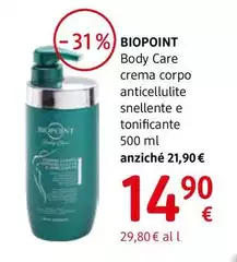 Biopoint - Body Care Crema Corpo Anticellulite Snellente E Tonificante 500 Ml
