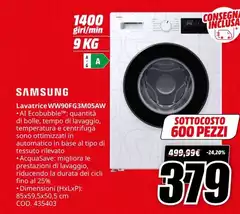 Samsung - Lavatrice WW90F63MO5AW