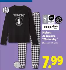 Ecoprint - Pigiama Da Bambina "Wednesday"