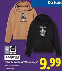 Ecoprint - Felpa Da Bambina "Wednesday"