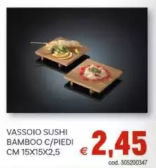 Vassoio Sushi Bamboo C/piedi