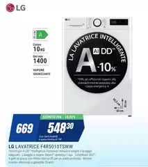LG - F4R5010TSWW Lavatrice 10kg AI DD, Classe A-10%, 1400 giri, TurboWash, Vapore
