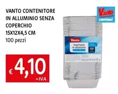 Vanto Contenitore In Alluminio Senza Coperchio