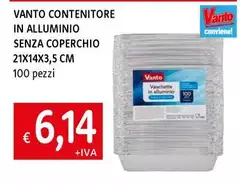 Vanto Contenitore In Alluminio Senza Coperchio