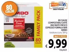 Kimbo - 80 Cialde Compostabili Caffè Macinato Fresco Espresso Formula Bar Kimbo - 80 Cialde Compostabili Caffè Macinato Fresco Espresso Formula Bar