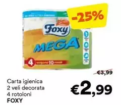 Foxy - Carta Igienica 2 Veli Decorata 4 Rotoloni