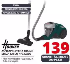 Hoover - Aspirapolvere A Traino Senza Sacco HP330ALG 