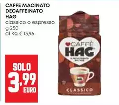 Hag - Caffe Macinato Decaffeinato