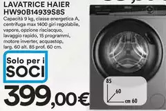 Haier - HW90B14939S8S Lavatrice Caricamento Frontale 9 Kg 1000 Giri/min Bianco