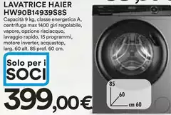 Haier - HW90B14939S8S Lavatrice Caricamento Frontale 9 Kg 1000 Giri/min Bianco