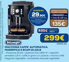 De Longhi - Macchina Caffe' Automatica Magnifica S Ecam 21.110.b De Longhi - Macchina Caffe' Automatica Magnifica S Ecam 21.110.b