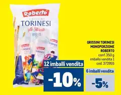 Roberto - Grissini Torinesi Monoporzione Roberto - Grissini Torinesi Monoporzione