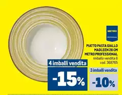 Piatto Pasta Giallo Madlen 28 Cm