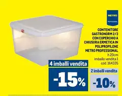 Contenitore Gastronorm 2/3 Con Coperchio A Chusaura Emetlica In Polipropilene Contenitore Gastronorm 2/3 Con Coperchio A Chusaura Emetlica In Polipropilene