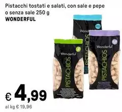 Wonderful - Pistacchi Tostati E Salati, Con Sale E Pepe O Senza Sale