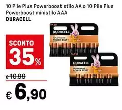 Duracell - 10 Pile Plus Powerboost Stilo AA O 10 Pile Plus Powerboost Ministilo Aaa