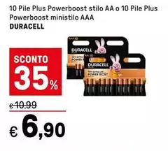 Duracell - 10 Pile Plus Powerboost Stilo AA O 10 Pile Plus Powerboost Ministilo Aaa