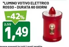 Lumino Votivo Elettrico Rosso-Durata