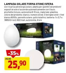 Sole - Lampada Solare Forma Stone/Sfera