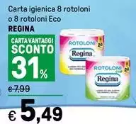 Regina - Carta Igienica 8 Rotoloni O 8 Rotoloni Eco
