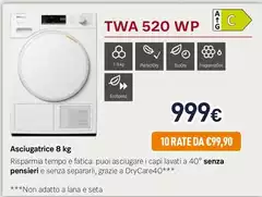Miele - Asciugatrice 8 Kg TWA 520 WP