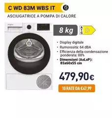 Whirlpool - Asciugatrice A Pompa Di Calore C WD 83M WBS IT