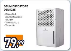 Electroline - DEM102E Deumidificatore 2,1 L 42 dB 245 W Bianco