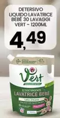 Vert - Detersivo Liquido Lavatrice Bebe 30 Lavaggi Vert - Detersivo Liquido Lavatrice Bebe 30 Lavaggi