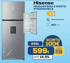 Hisense - Frigorifero 2 Porte RT600N4WC2