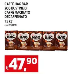 Hag - 200 Bustine Di Caffe Macinato Decaffeinato